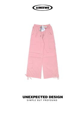 AIMEEWQ  春夏25新款小怪兽休闲宽松户外口袋梭织长裤  AMS0563