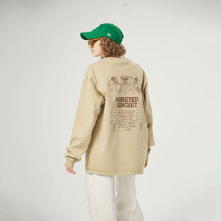 T恤CM0040 小怪兽设计感卡通印花圆领长袖 AIMEEWQ 25新款