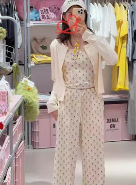 AIMEEWQ25新款小怪兽显瘦280克环保水浆IKARI满印抽绳长裤AMS0269