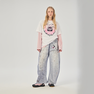 夏季纯棉小怪兽骷髅长袖T恤