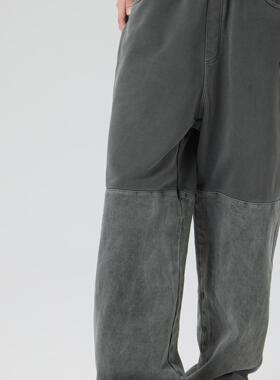 aimeewq   秋冬新款宽松美式高街设计师设计高端拼接长裤 AMS0108