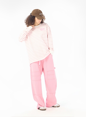 AIMEEWQ   秋冬新款小怪兽纯棉男女同款爱心条纹针织长袖  AM0811