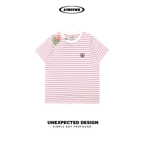 夏季纯棉小怪兽骷髅条纹T恤