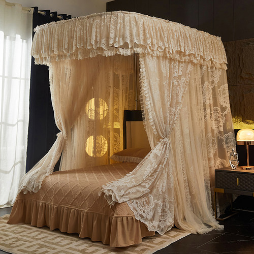 加粗加密双层蚊帐蕾丝花边