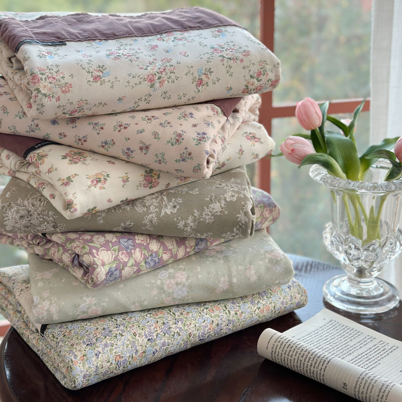 2025新款全棉针织棉花边印花四件套ins风孕妈被套亲肤纯棉4件套