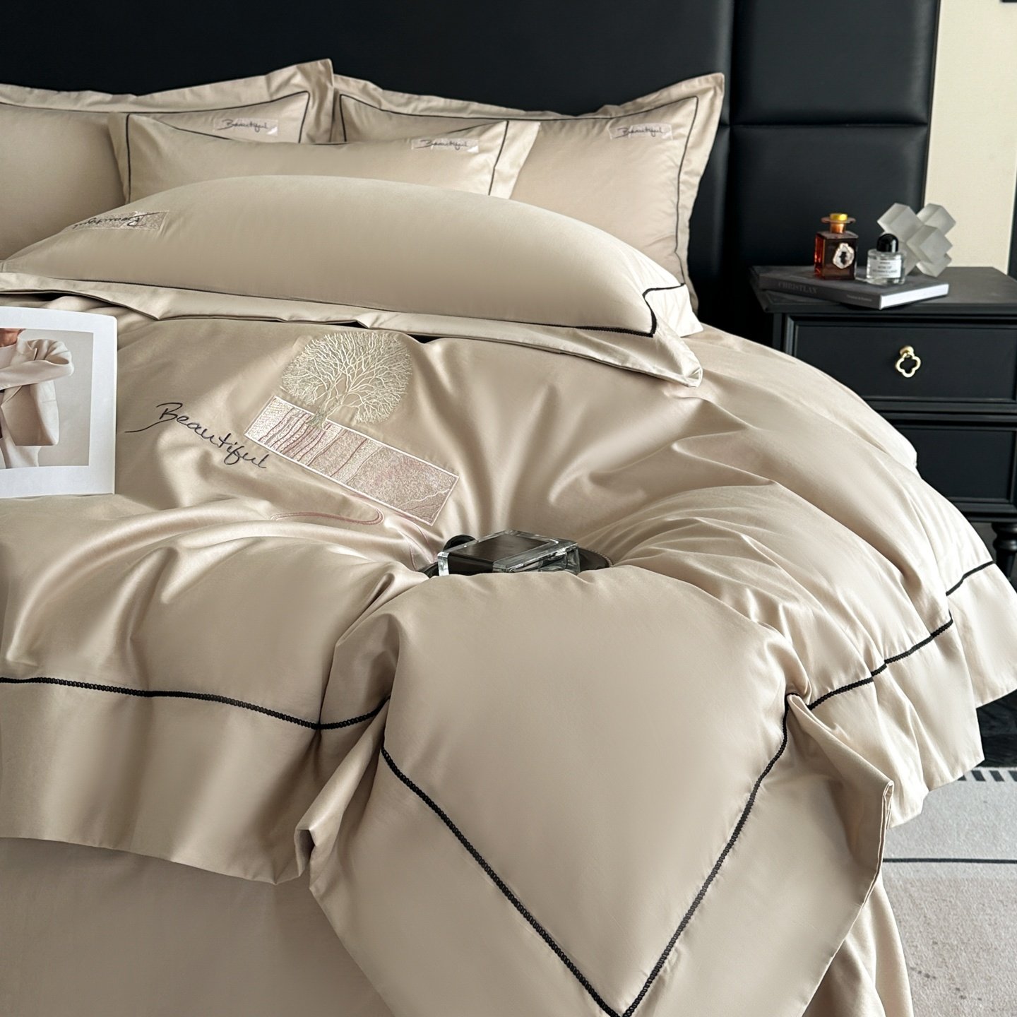 2026新刺绣全棉贡缎长绒棉四件套