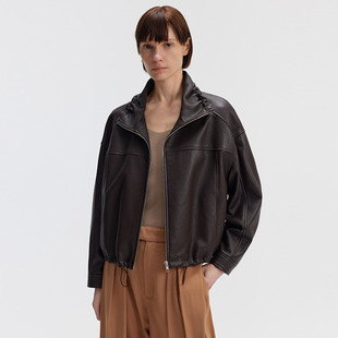 真皮皮衣外套翻领山羊皮小个子皮衣外套女 韩版 简约高端女秋季 新款