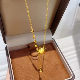 金店同款四面碎冰冰方块流苏项链女款久不掉色碎金子蹦迪珠锁骨链