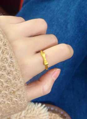 沙金古法蝴蝶结戒指在逃公主女款简约爱心开口指环耳环小众轻奢