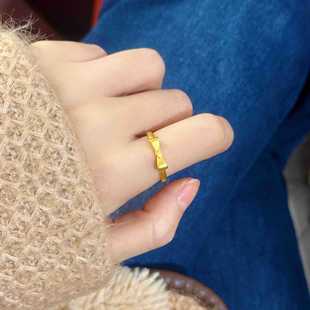 沙金古法蝴蝶结戒指在逃公主女款简约爱心开口指环耳环小众轻奢