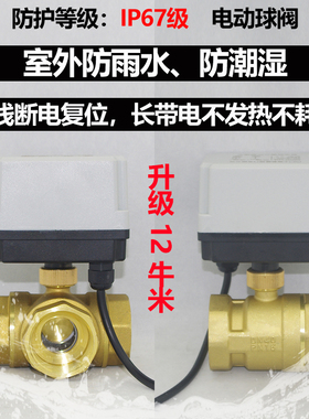 两线防水潮冷凝水两线复位电动球阀空调地暖补水常闭电动球阀DN20
