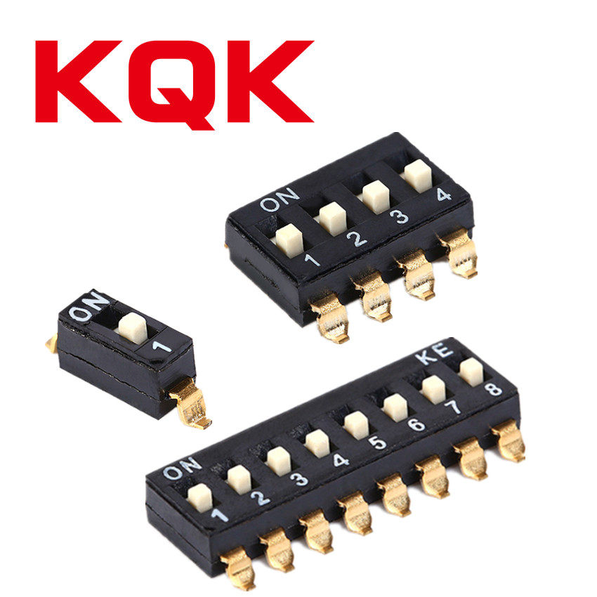 KQK 黑色直插贴片拨码开关2p4p6p8P拨动开关编码开关4位8位2.54mm