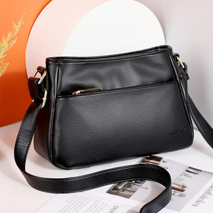 真皮包包女2025新款时尚软皮斜挎包中年妈妈包轻便多层牛皮单肩包