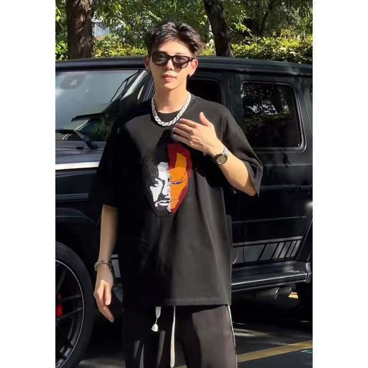 趣味变脸短袖T恤男创意钢铁侠珠片半袖毒液蜘蛛侠体恤衣服女夏季