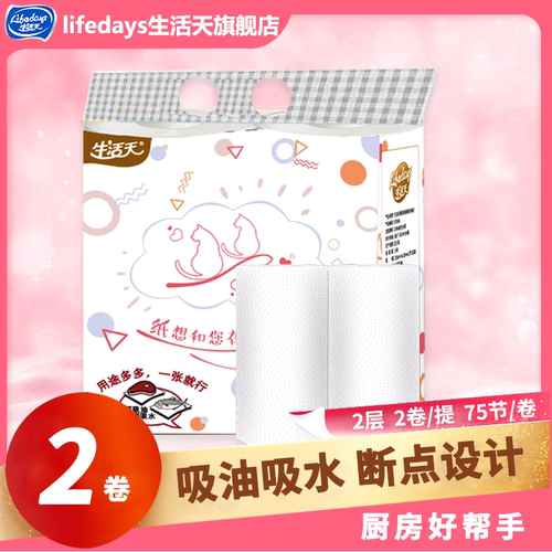 生活天厨房纸便携2卷湿水不破