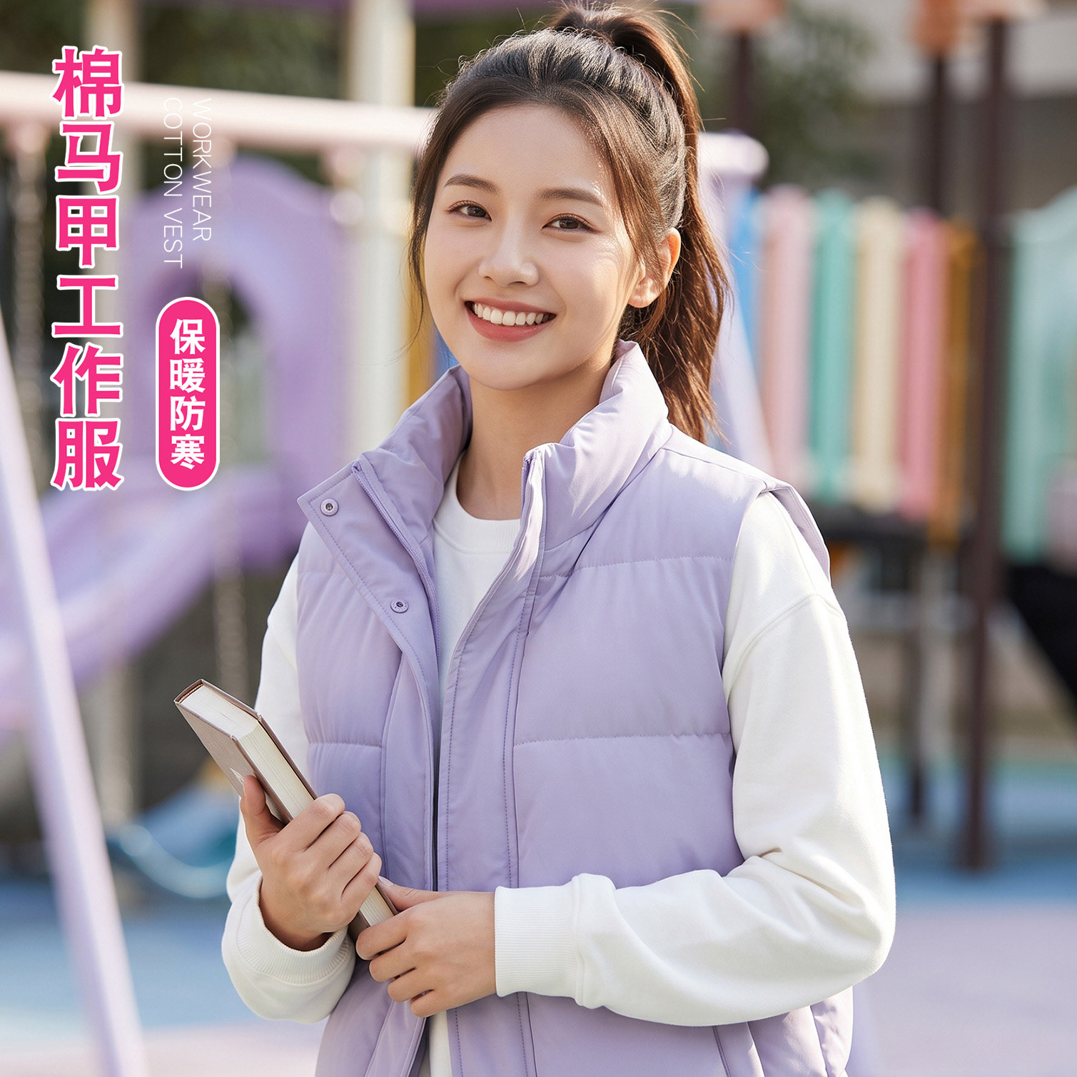 免费印字冬季立领棉马甲工作服图片