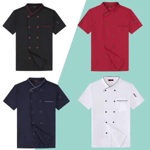 饭店厨师工作服短袖定制印绣logo