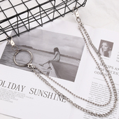 ins欧美摇滚圆圈圆珠链条嘻哈朋克金属环裤 链腰链潮牛仔裤 配饰潮