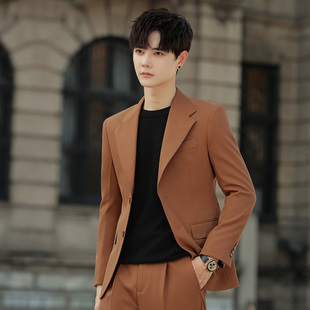 高端休闲西装男士套装外套高级感痞帅气春秋季小西服结婚上衣礼服