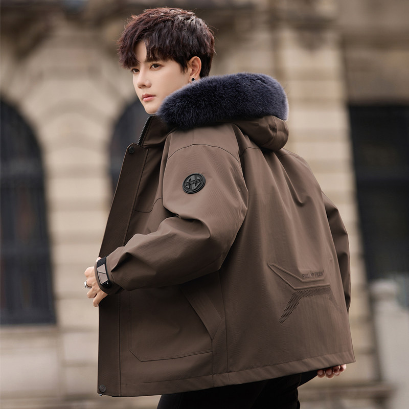 男士派克服水貂内胆皮毛一体外套羽绒皮草可拆卸2025新款冬季加厚