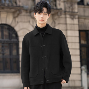 羊毛呢子外套男士2025秋冬季新款高端双面绒夹克短款大衣男装上衣