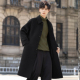 过膝翻领双面绒风衣秋冬季 100纯羊毛大衣男士 呢子外套中长款 加厚