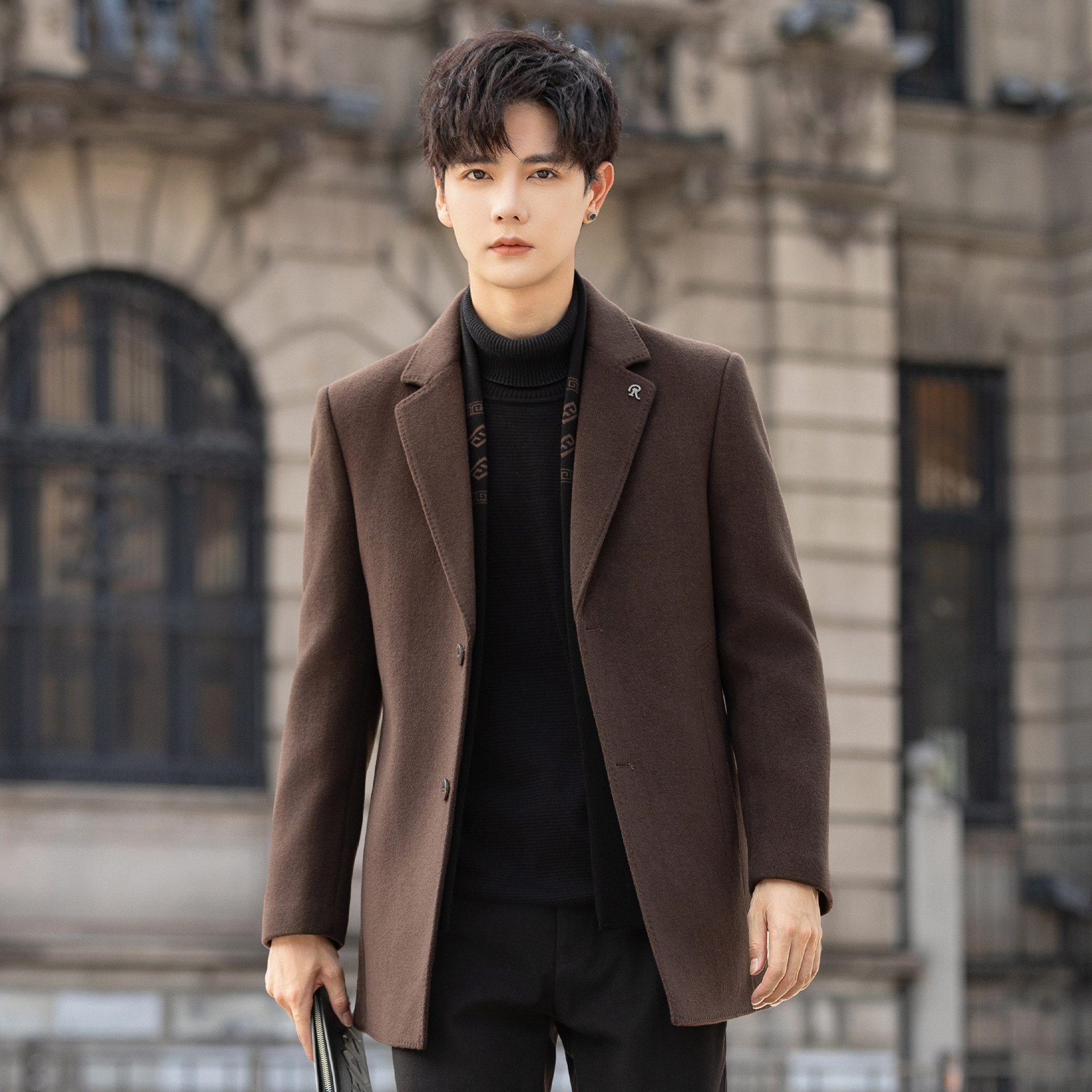 可拆卸内胆男士羊毛呢子大衣中长款双面绒外套风衣秋冬季加厚新款