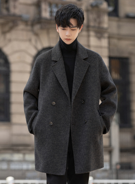 双面绒大衣男士2025新款秋冬季加厚中长款风衣羊毛呢子外套高级感
