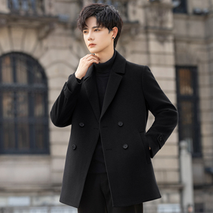 双排扣大衣男士双面绒外套中长短款秋冬加厚羊毛呢子风衣商务英伦