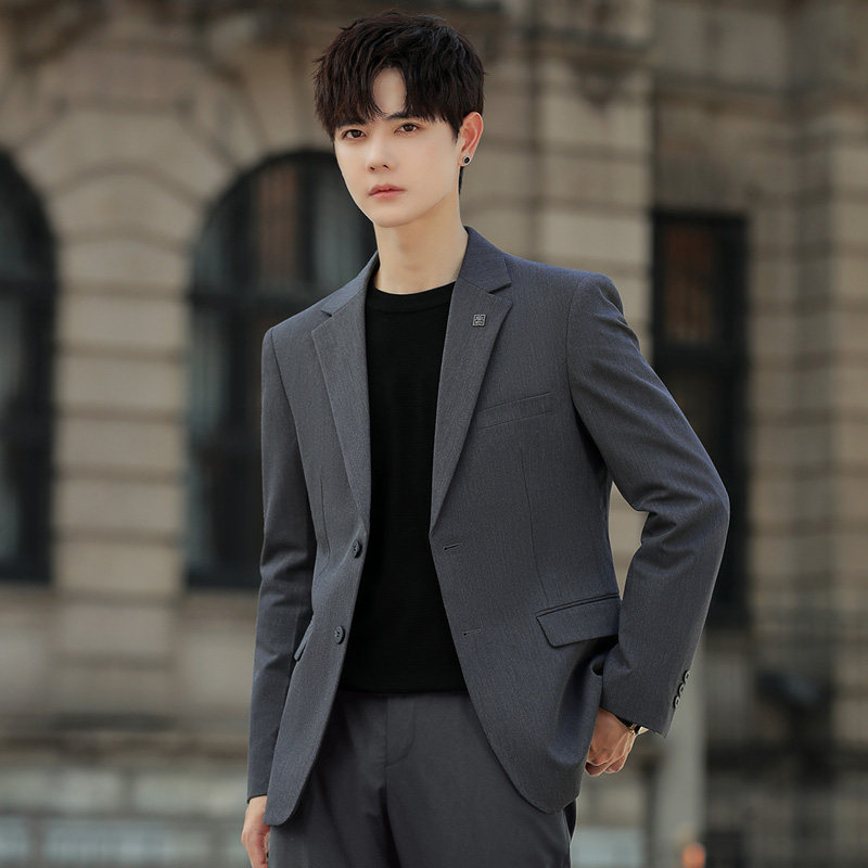 男士西服套装结婚春秋季修身痞帅休闲小西装外套高级感韩版潮商务