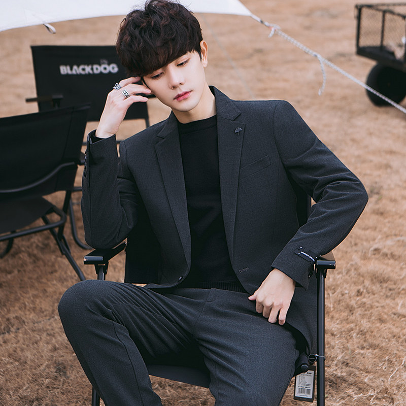 男士休闲西装套装垂感小西服外套高级感痞帅单件上衣春秋结婚正装