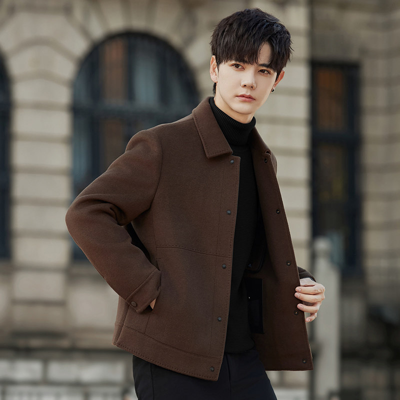 高端羊毛呢子外套男士双面绒大衣短款翻领妮子夹克男装秋冬季加厚,男装,毛呢大衣,淘宝优惠券,粉丝福利购,淘宝优惠卷