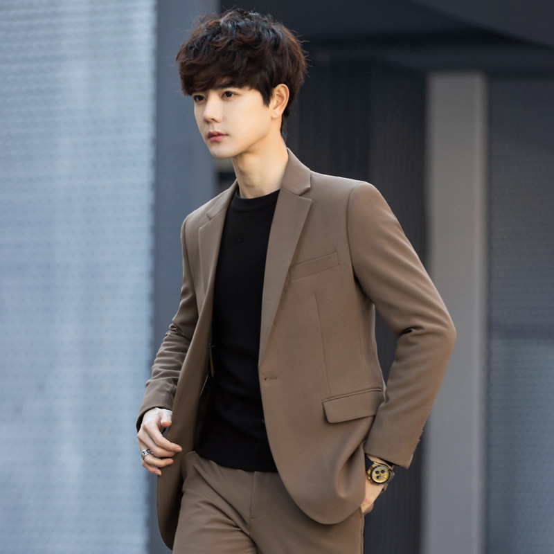 男士休闲西装套装结婚高级感韩版潮流痞帅小西服外套上衣单件春秋