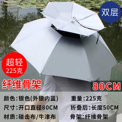 伞帽头戴雨伞帽子钓鱼头戴太阳伞户外采茶环卫防晒斗笠伞折叠大号