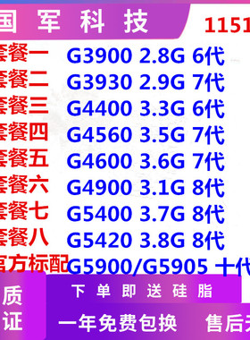 G3900 3930 4400 4560 G4930G4900G5400 G5500 G5905 1151针CPU