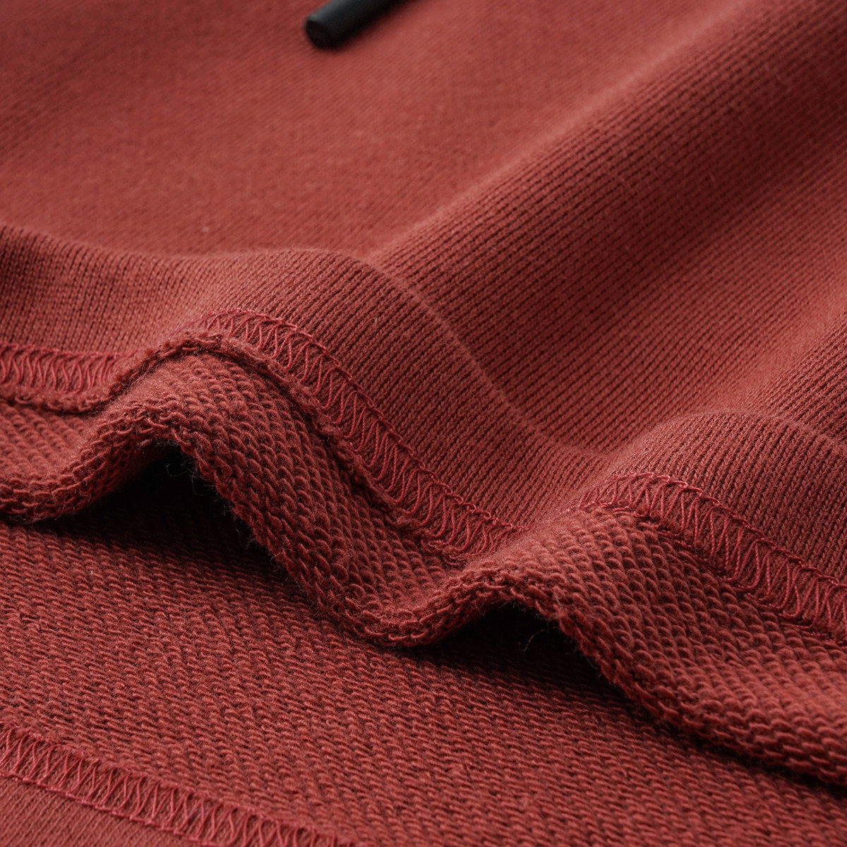 380g纯棉毛圈砖红色膝上休闲五分裤 夏季纯色简约特宽松运动短裤