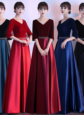 大合唱团演出服女长裙诗歌朗诵红歌表演比赛主持人指挥礼服合唱服