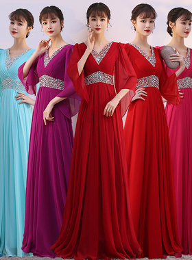 大合唱团演出服女长裙新款朗诵红歌表演比赛指挥礼服学生合唱服