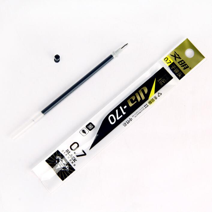 文明碳素黑色签字笔芯0.7mm通用粗笔画中性笔替芯签名顺滑水笔芯