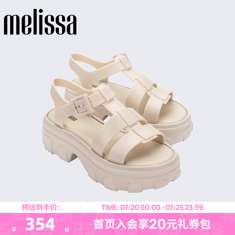 Melissa梅丽莎25款Ella厚底露趾齿轮果冻罗马猪笼凉鞋女35791