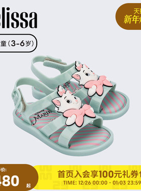 Melissa梅丽莎2025春MARIE小童迪士尼玛丽猫凉鞋魔术贴露趾35922