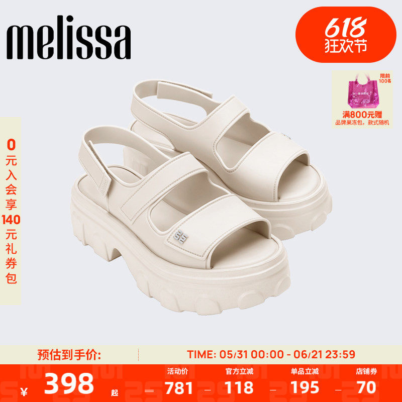 Melissa/梅丽莎春季新款女ELLA厚底凉鞋魔术贴果冻配色时尚36150