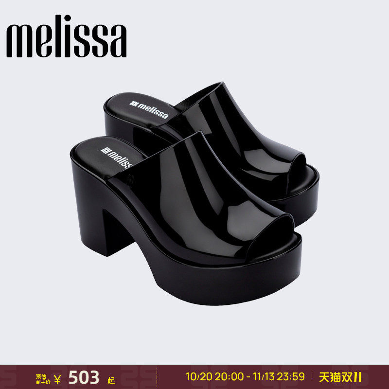 Melissa/梅丽莎秋冬新款女果冻配色时尚优雅外穿高跟鞋拖鞋36026