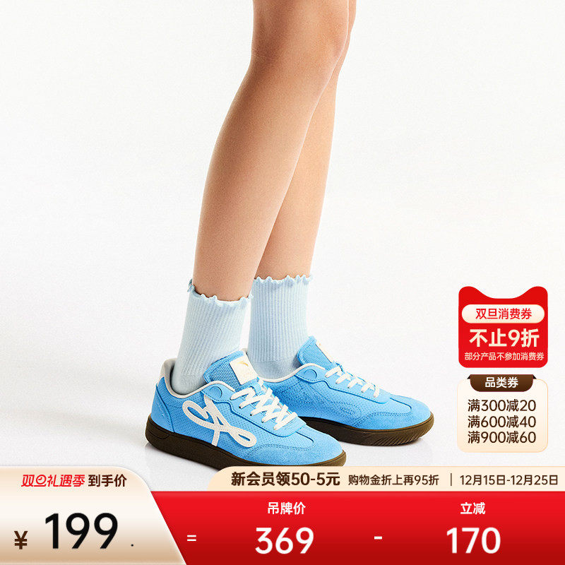 安踏曼舞丨芭蕾风经典薄底德训女T头鞋冬季百搭休闲平底运动鞋