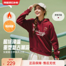 宽松长袖 加绒帽衫 运动上衣162548705N 新款 安踏连帽卫衣女2025冬季