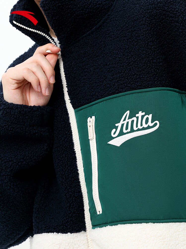 ANTA 양고기 벨벳 접합 두꺼운 벨벳 재킷 남자 겨울 새로운 유행 야구 유니폼 탑 152348709