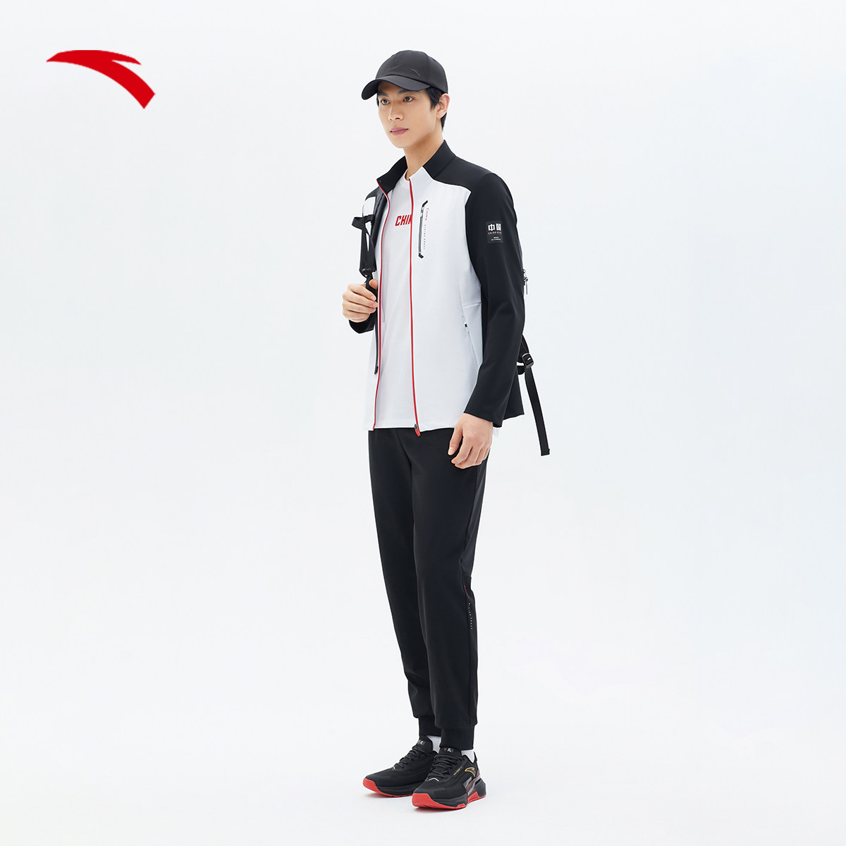 ANTA 니트 스포츠 재킷 남성 겨울 신작 긴팔 스탠드 칼라 러닝 니트 탑 재킷 152417743S