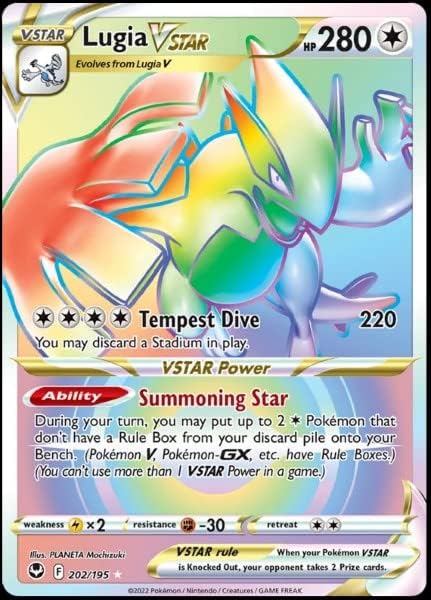 Lugia Vstar 202/195- Silver Tempest- Full Art Rainbow- Pok