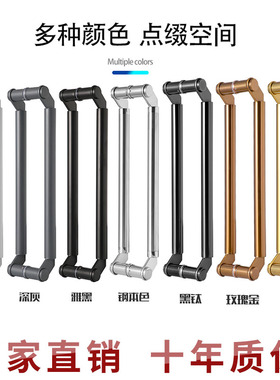 玻璃门拉手不锈钢黑色黑钛大门地弹门刀头型有框肯德基门把手配件