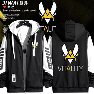 卡通VITALITY小蜜蜂CSGO周边青少年连帽拉链卫衣男女秋冬外套潮